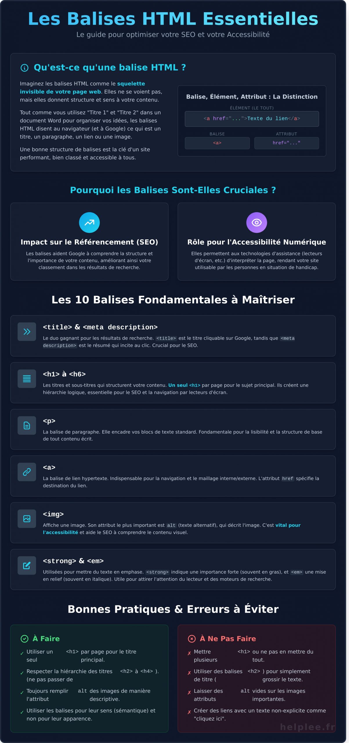Les Balises HTML : Le Guide Complet pour l’Accessibilité et le SEO - Infographic