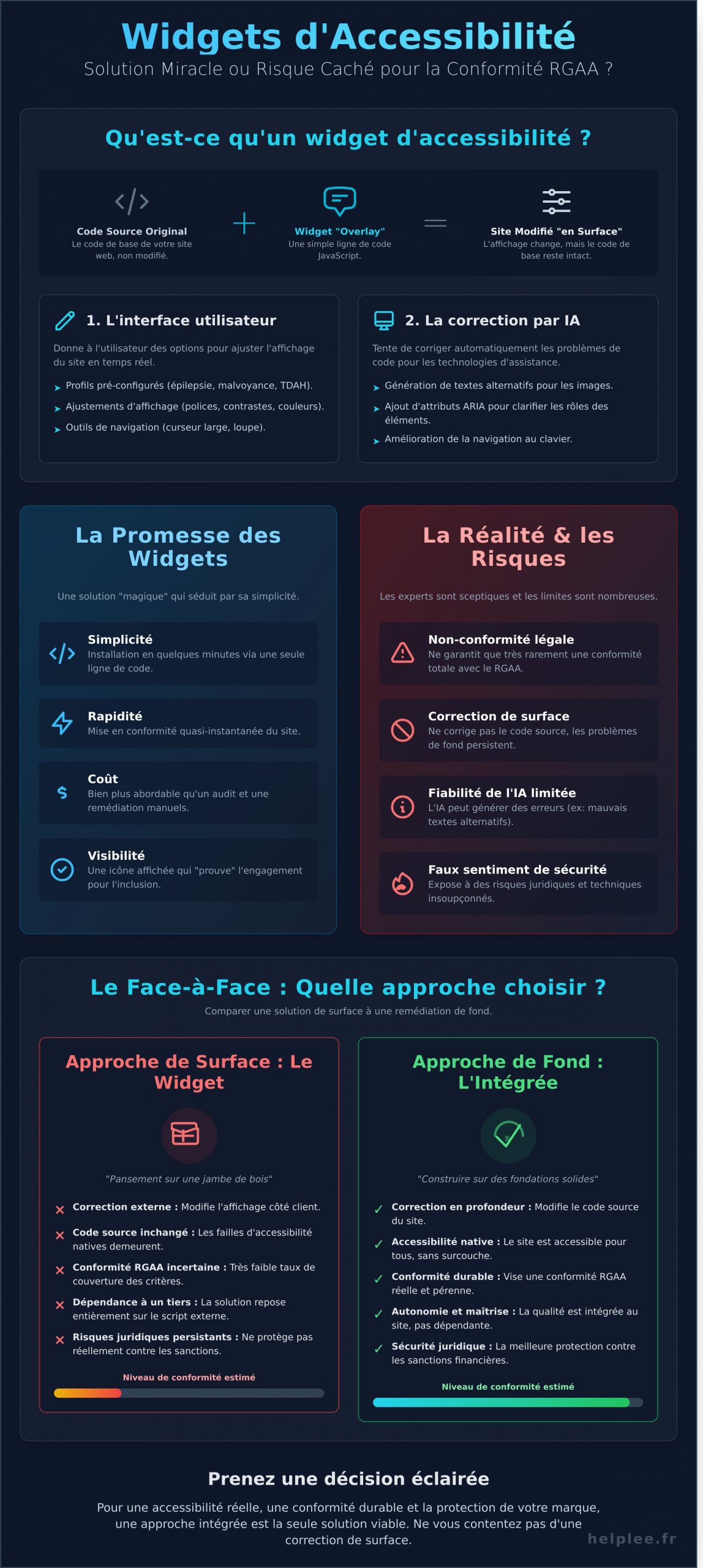Widget d’accessibilité (type AccessiBe) : Solution miracle ou risque pour votre site ? - Infographic