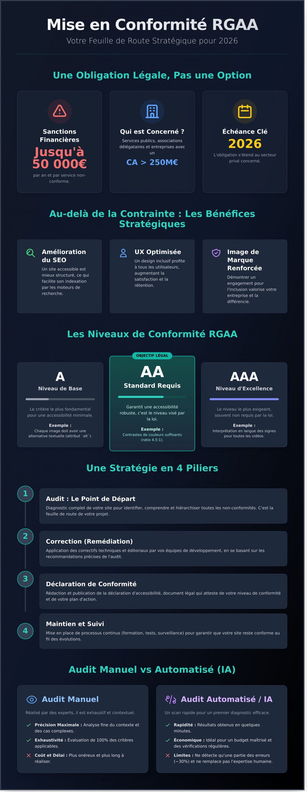 Accessibilité RGAA : Le Guide Complet pour la Conformité de votre Site en 2026 - Infographic