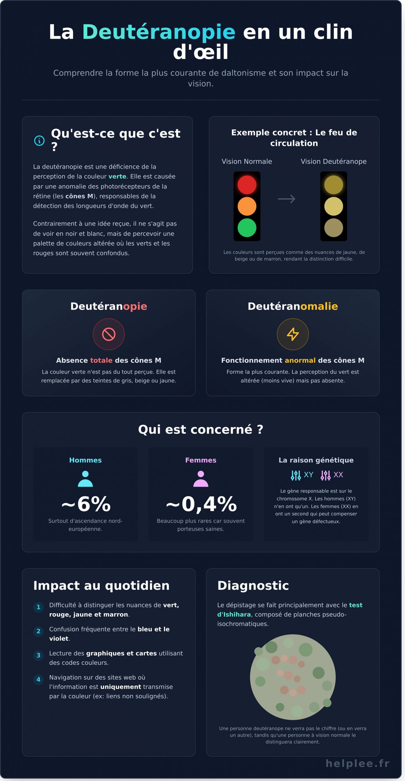 Deutéranopie : Définition, Test et Impact sur l’Accessibilité Web - Infographic